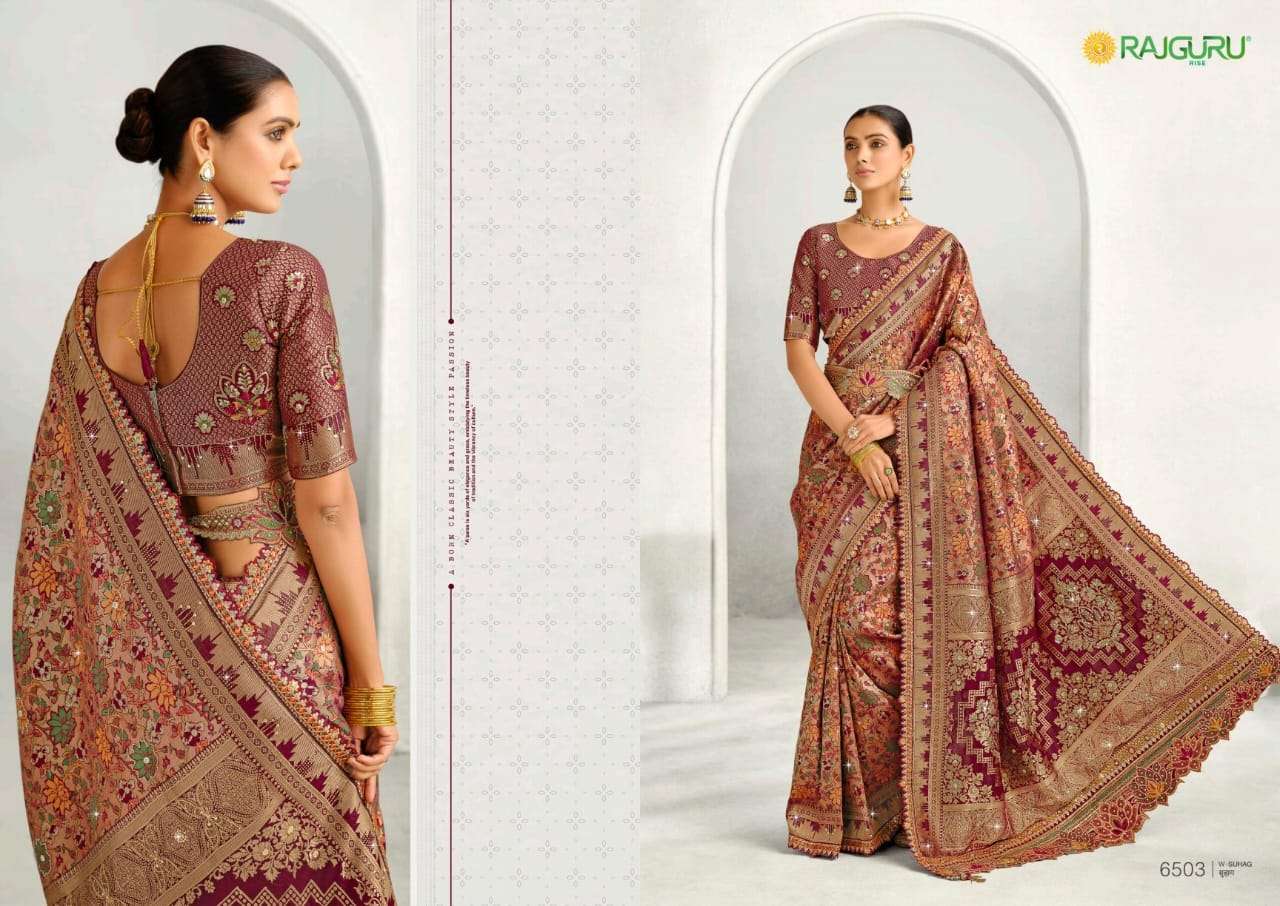 RAJGURU PRESENTS SUHAG FANCY PURE SILK SAREES CATALOG WHOLESALER AND EXPORTER IN SURAT CATALOG WHOLESALER AND EXPORTER IN SURAT 