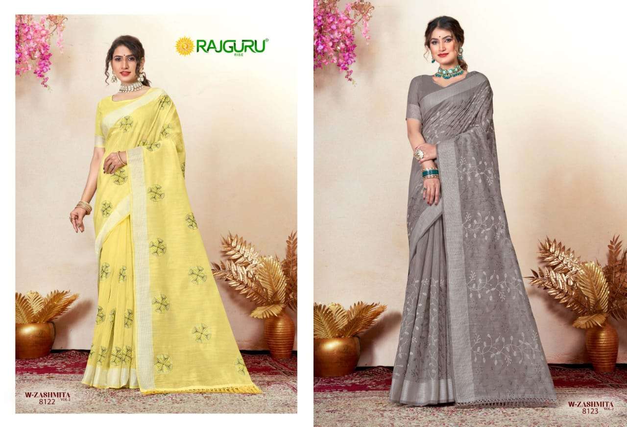 RAJGURU PRESENTS W-ZASHMITA VOL-2 DESIGNER FANCY SAREES CATALOG WHOLESALER AND EXPORTER IN SURAT CATALOG WHOLESALER AND EXPORTER IN SURAT 