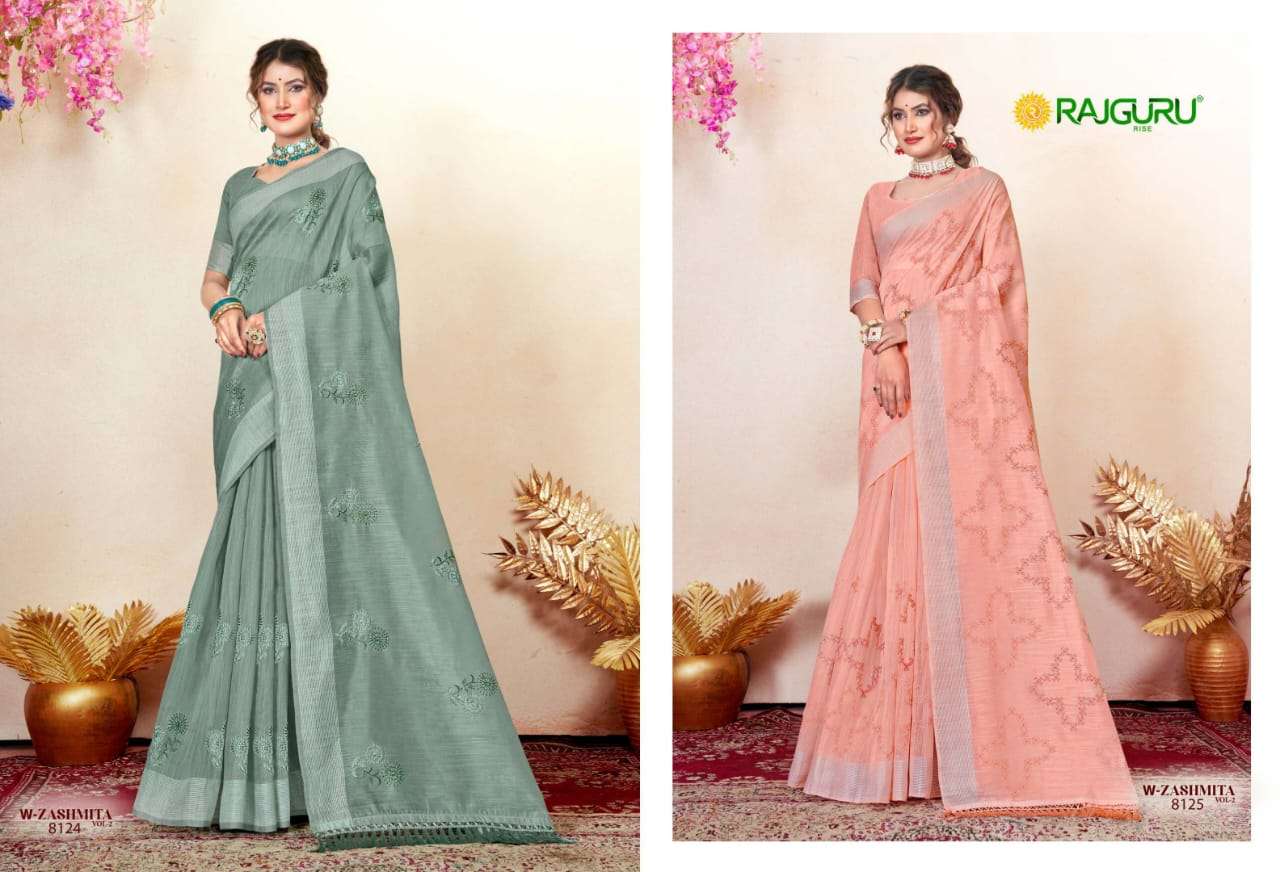RAJGURU PRESENTS W-ZASHMITA VOL-2 DESIGNER FANCY SAREES CATALOG WHOLESALER AND EXPORTER IN SURAT CATALOG WHOLESALER AND EXPORTER IN SURAT 