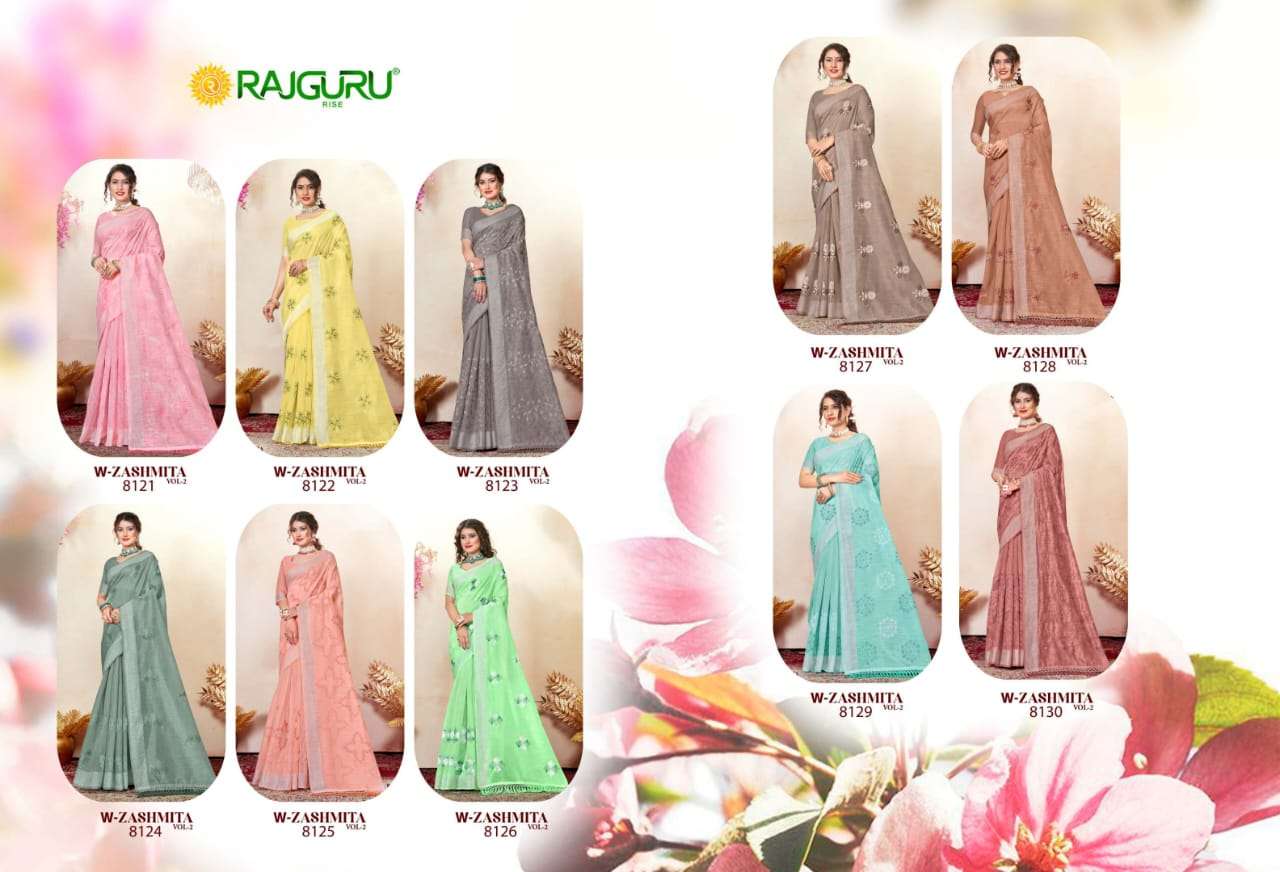 RAJGURU PRESENTS W-ZASHMITA VOL-2 DESIGNER FANCY SAREES CATALOG WHOLESALER AND EXPORTER IN SURAT CATALOG WHOLESALER AND EXPORTER IN SURAT 