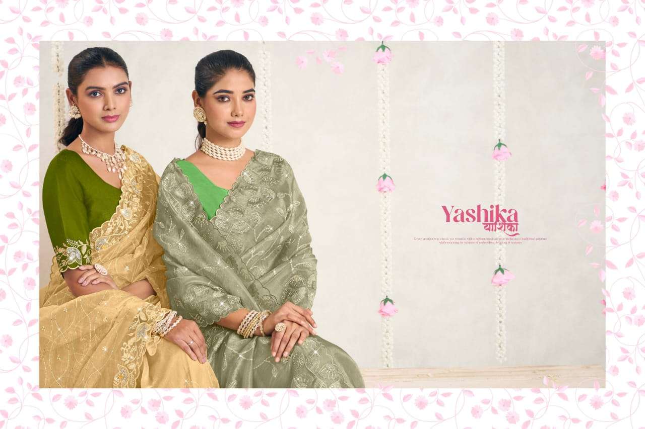 RAJGURU PRESENTS YASHIKA DESIGNER FANCY SAREES WITH DOUBLE BLOUSE CATALOG WHOLESALER AND EXPORTER IN SURAT 