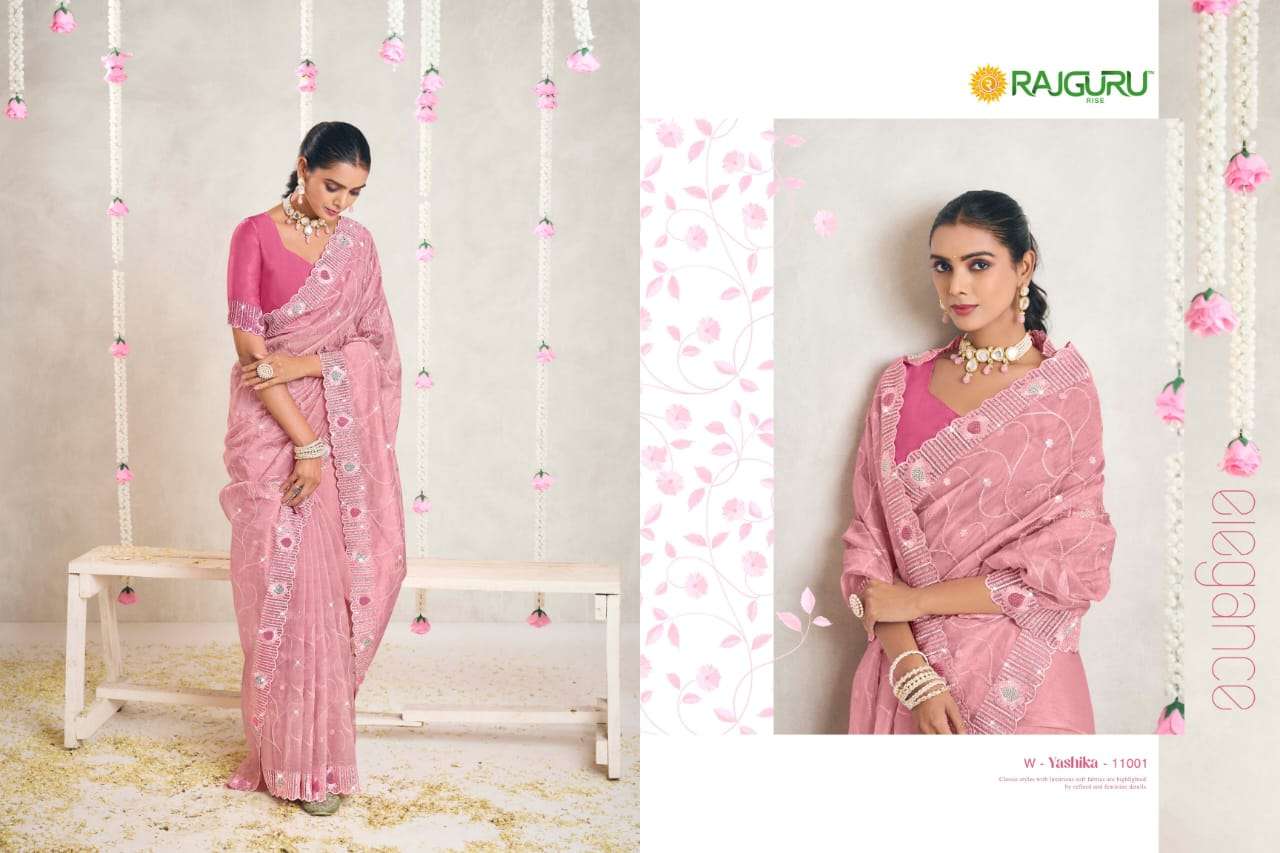 RAJGURU PRESENTS YASHIKA DESIGNER FANCY SAREES WITH DOUBLE BLOUSE CATALOG WHOLESALER AND EXPORTER IN SURAT 