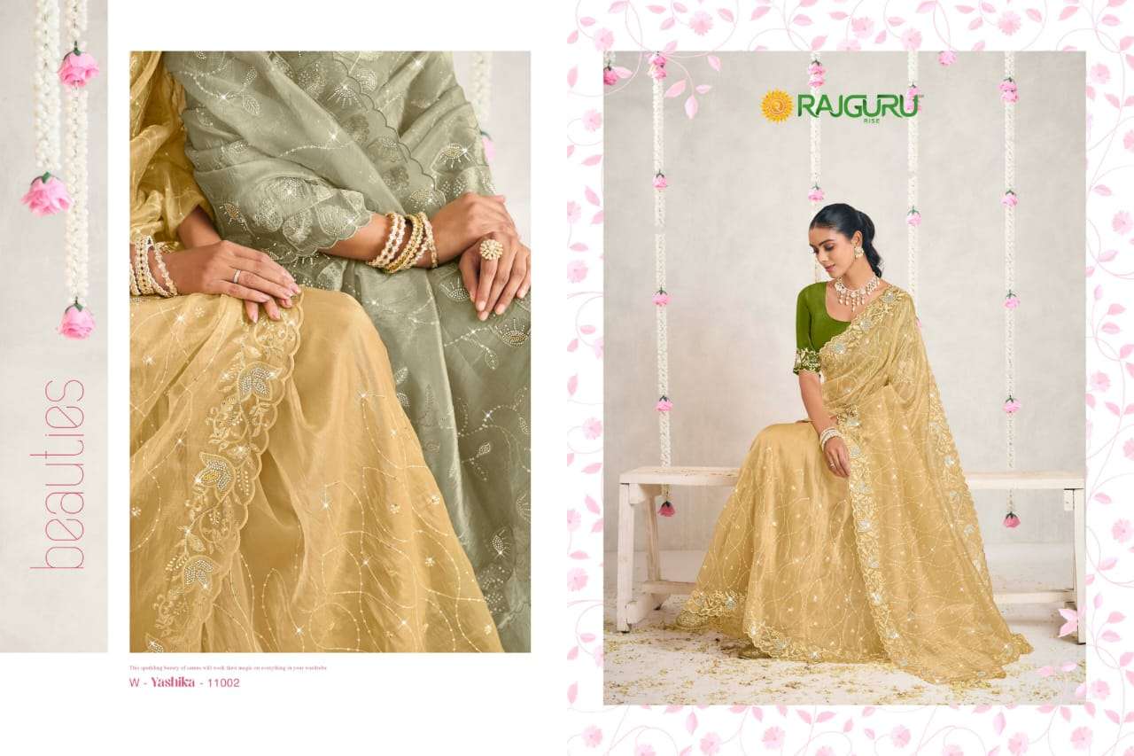 RAJGURU PRESENTS YASHIKA DESIGNER FANCY SAREES WITH DOUBLE BLOUSE CATALOG WHOLESALER AND EXPORTER IN SURAT 