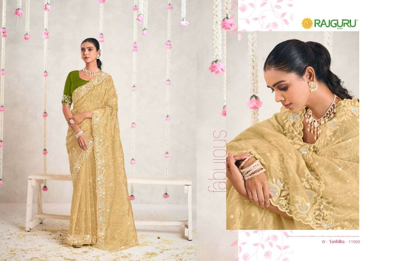 RAJGURU PRESENTS YASHIKA DESIGNER FANCY SAREES WITH DOUBLE BLOUSE CATALOG WHOLESALER AND EXPORTER IN SURAT 