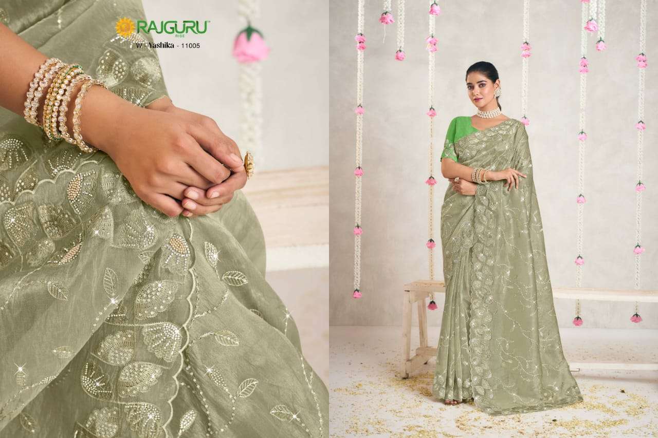 RAJGURU PRESENTS YASHIKA DESIGNER FANCY SAREES WITH DOUBLE BLOUSE CATALOG WHOLESALER AND EXPORTER IN SURAT 