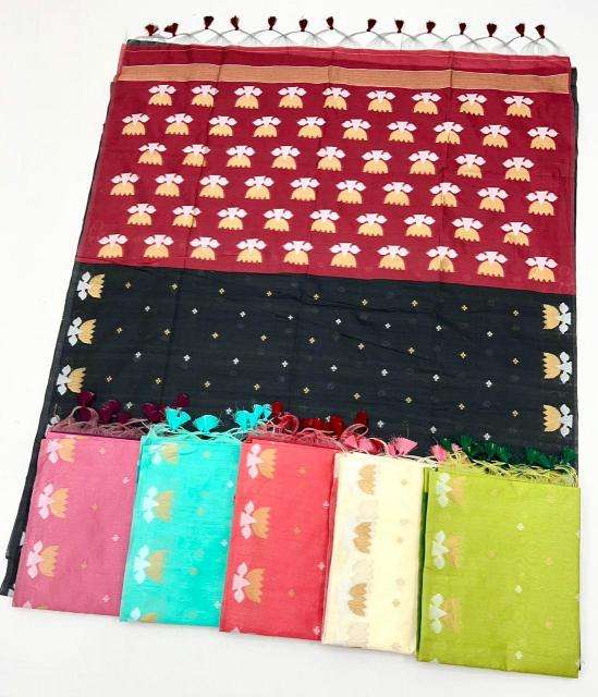 RAJTEX PRESENTS KRYSTAL LOTUS 402001-402006 TUSSAR SILK HANDLOOM DESIGNER SAREES CATALOG WHOLESALER AND EXPORTER 