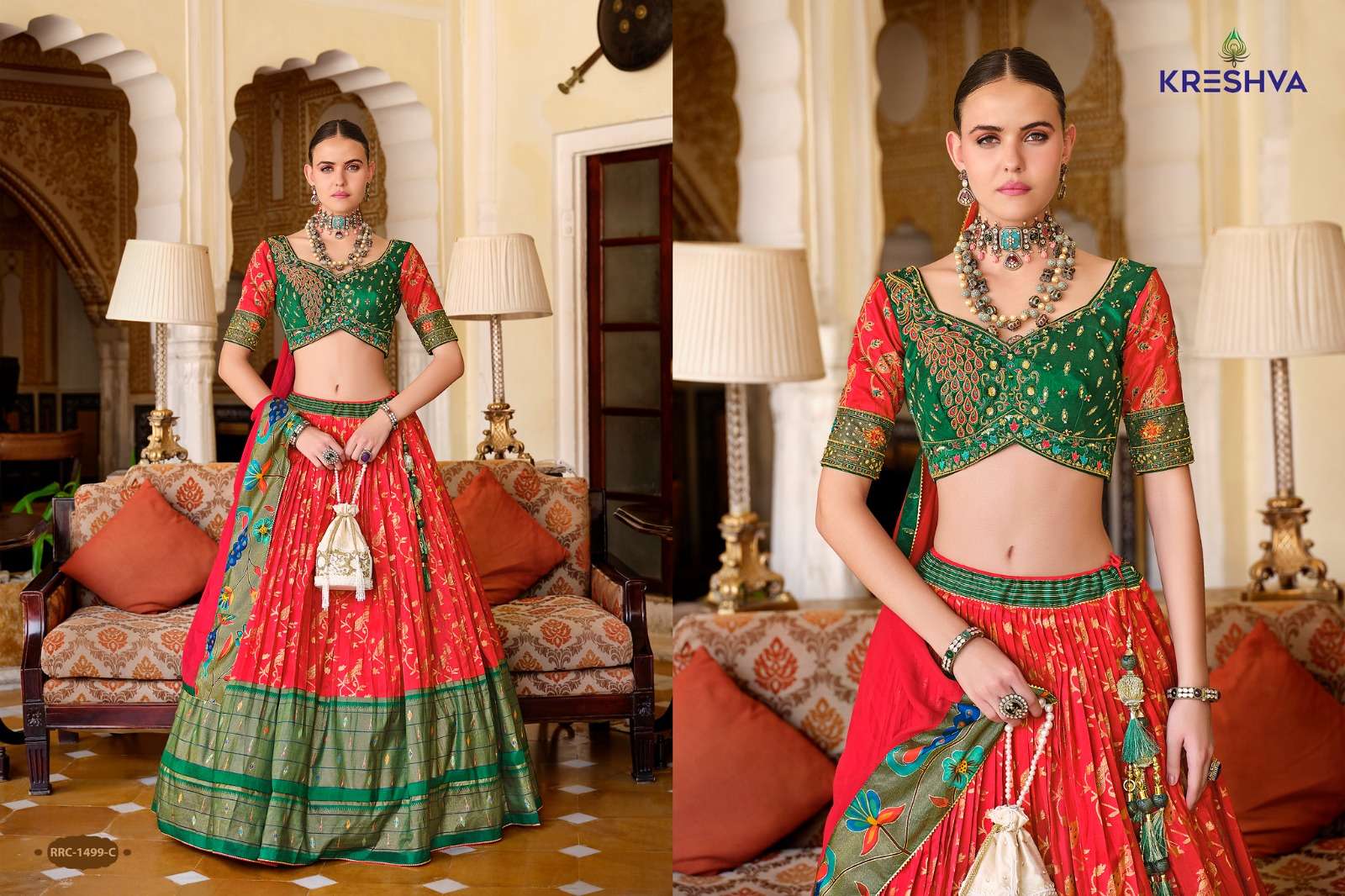 REWAA PRESENTS VAMIKA READYMADE SILK DESIGNER ENGAGEMENT LEHENGA FOR BRIDE CATALOG WHOLESALER AND EXPORTER 
