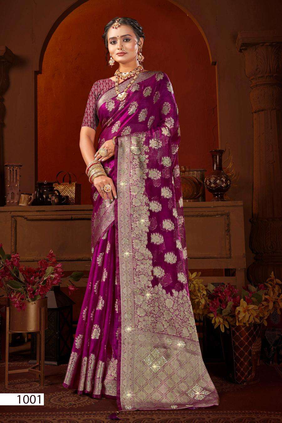 SAROJ PRESENTS RICHIE RICH JHARKAN VOL-1 SILK SAREES CATALOG WHOLESALER AND EXPORTER 
