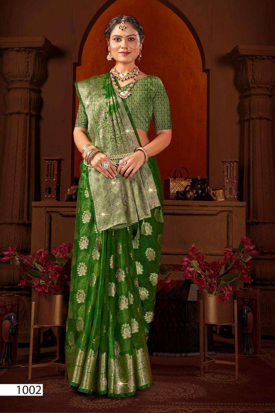 SAROJ PRESENTS RICHIE RICH JHARKAN VOL-1 SILK SAREES CATALOG WHOLESALER AND EXPORTER 