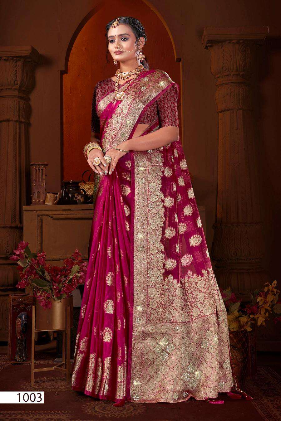 SAROJ PRESENTS RICHIE RICH JHARKAN VOL-1 SILK SAREES CATALOG WHOLESALER AND EXPORTER 