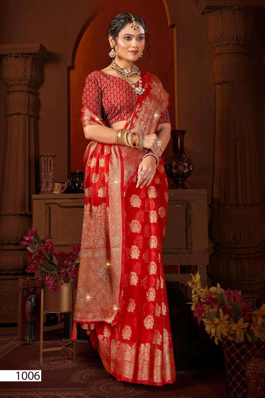 SAROJ PRESENTS RICHIE RICH JHARKAN VOL-1 SILK SAREES CATALOG WHOLESALER AND EXPORTER 