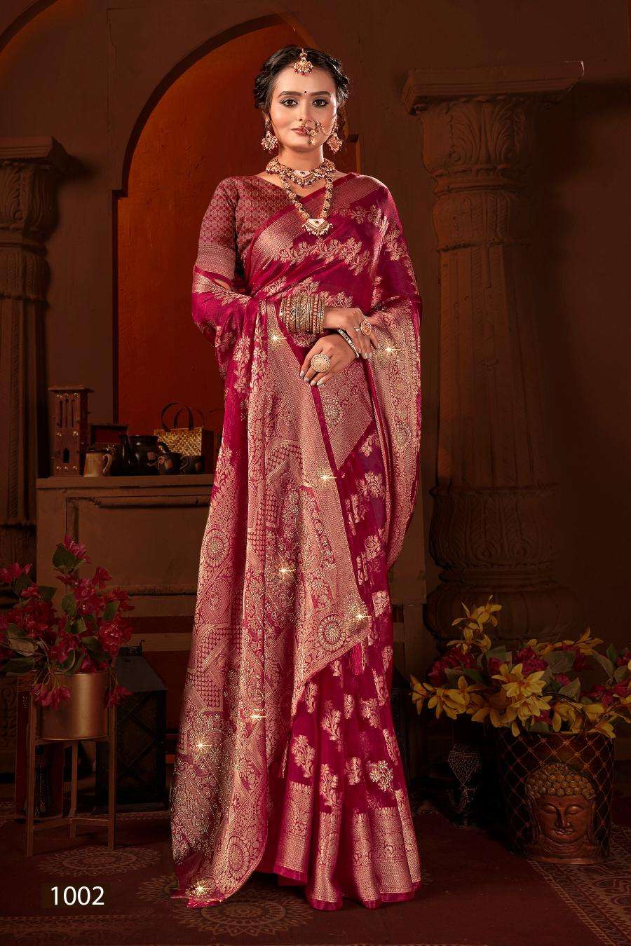 SAROJ PRESENTS RICHIE RICH JHARKAN VOL-2 SILK SAREES CATALOG WHOLESALER AND EXPORTER 
