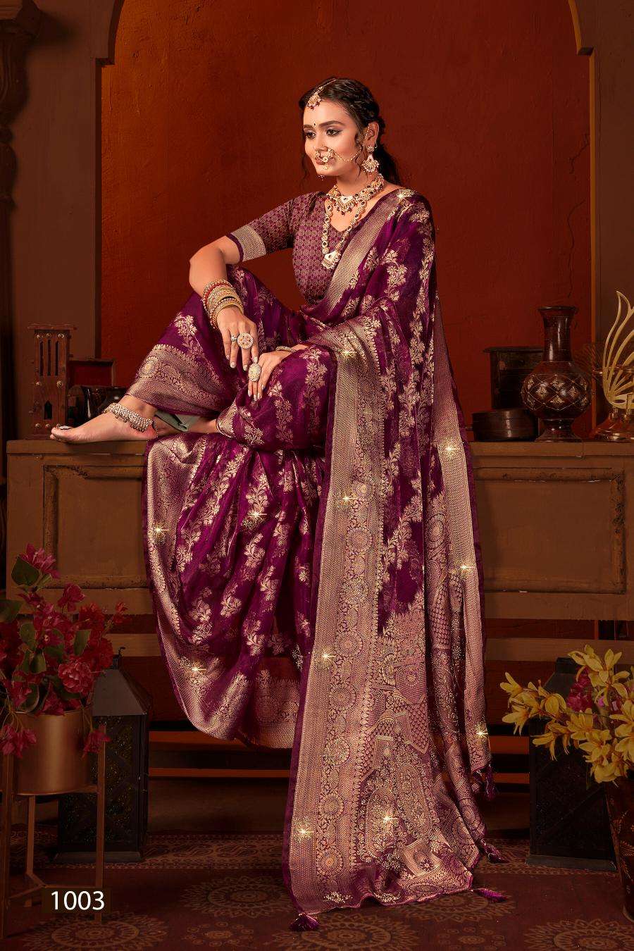 SAROJ PRESENTS RICHIE RICH JHARKAN VOL-2 SILK SAREES CATALOG WHOLESALER AND EXPORTER 
