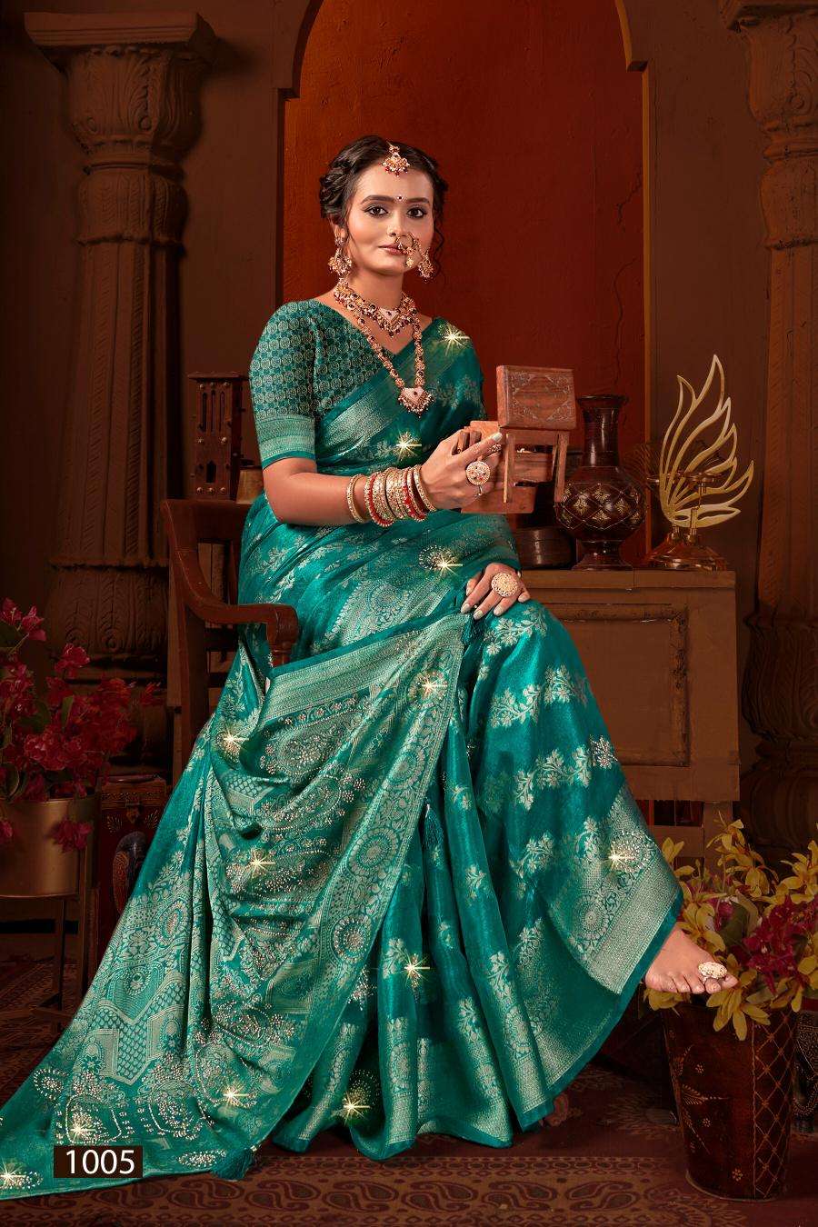SAROJ PRESENTS RICHIE RICH JHARKAN VOL-2 SILK SAREES CATALOG WHOLESALER AND EXPORTER 