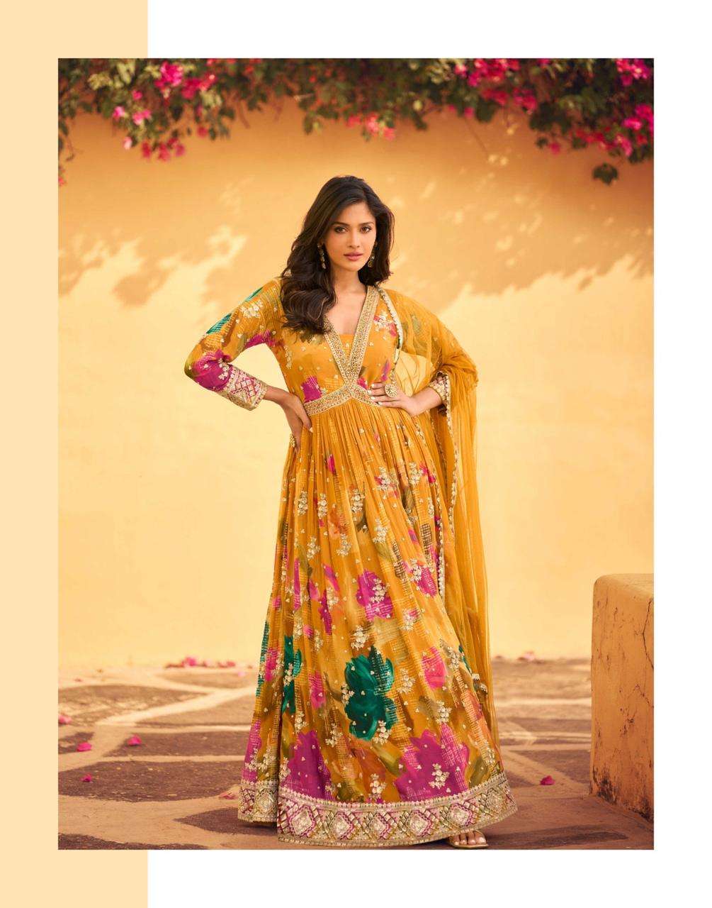 SAYURI DESIGNER PRESENT RANI FUNCTION WEAR READYMADE FANCY GOWN CATALOG WHOLESALER AND EXPORTER IN SURAT 