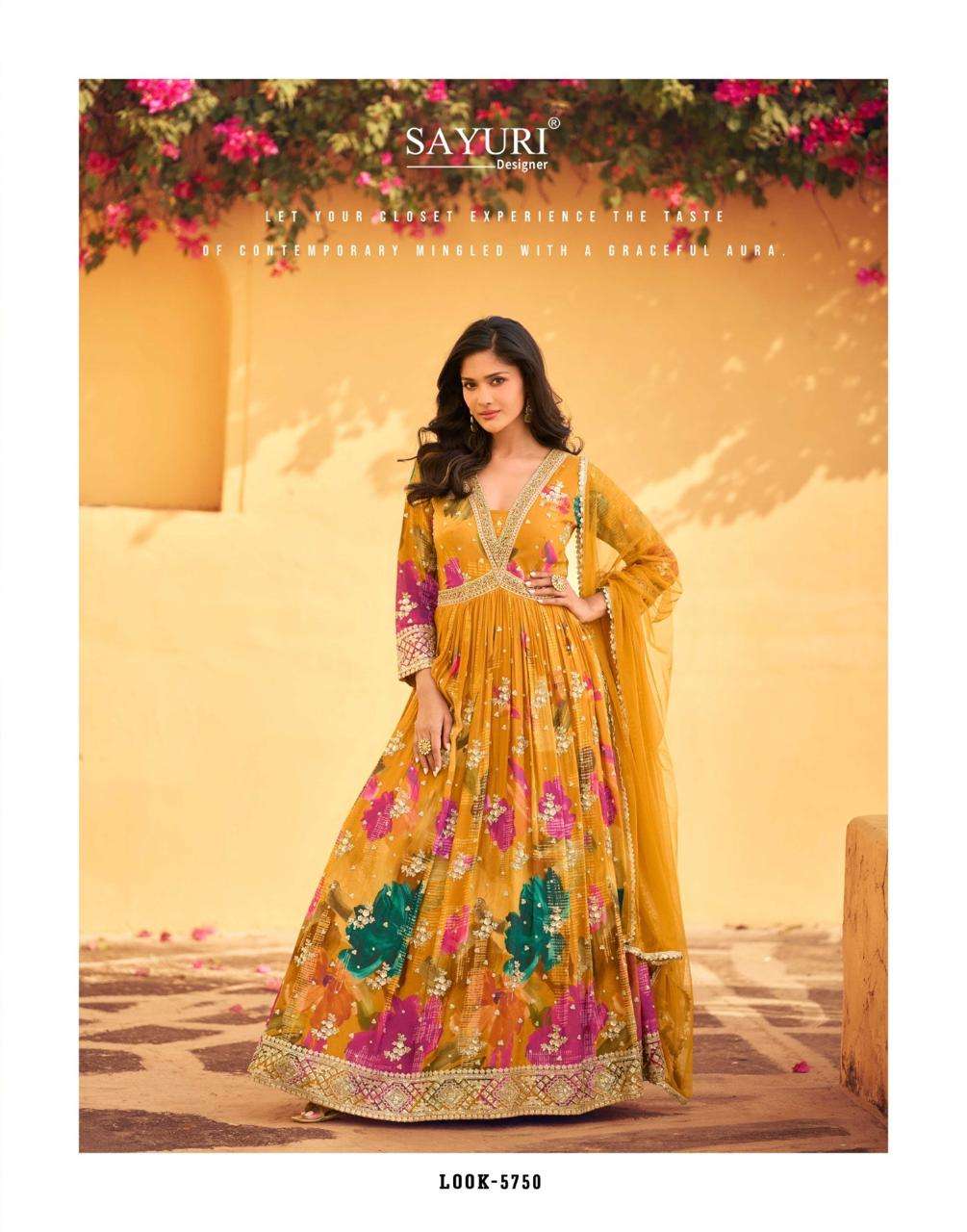 SAYURI DESIGNER PRESENT RANI FUNCTION WEAR READYMADE FANCY GOWN CATALOG WHOLESALER AND EXPORTER IN SURAT 
