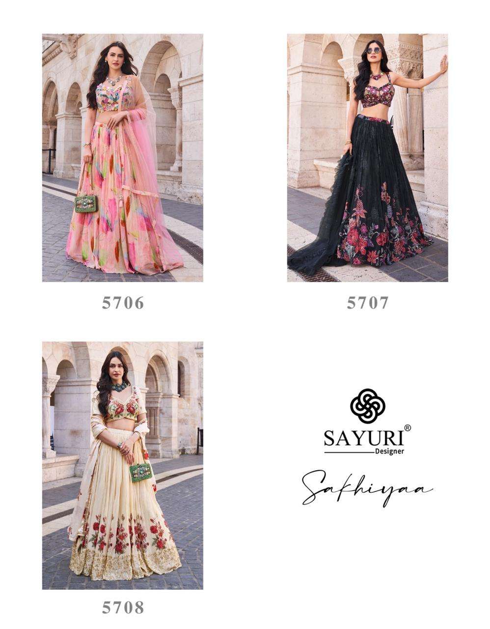 SAYURI DESIGNER PRESENT SAKHIYAA  FUNCTION WEAR READYMADE FANCY LEHNGHA CHOLI CATALOG WHOLESALER AND EXPORTER IN SURAT 