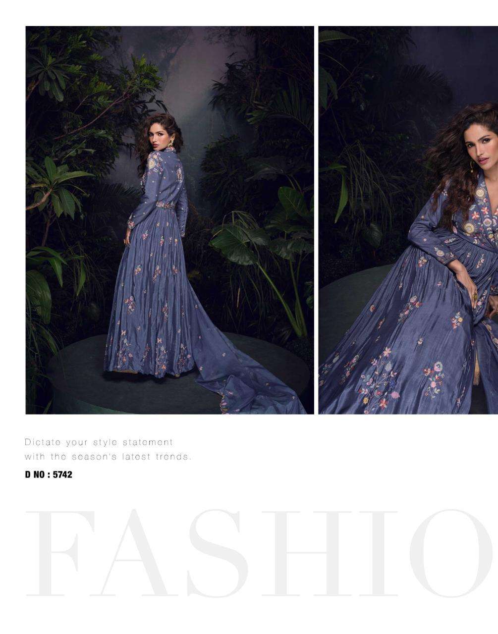 SAYURI PRESENTS MRUNAL CHINON SILK READY MADE DESIGNER GOWN CATALOG WHOLESALER AND EXPORTER  