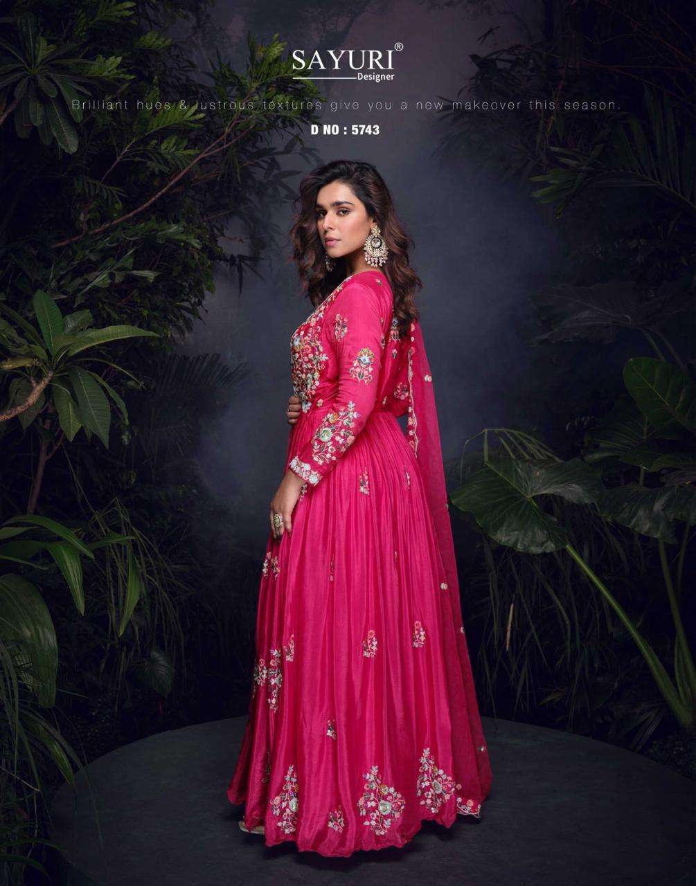 SAYURI PRESENTS MRUNAL CHINON SILK READY MADE DESIGNER GOWN CATALOG WHOLESALER AND EXPORTER  