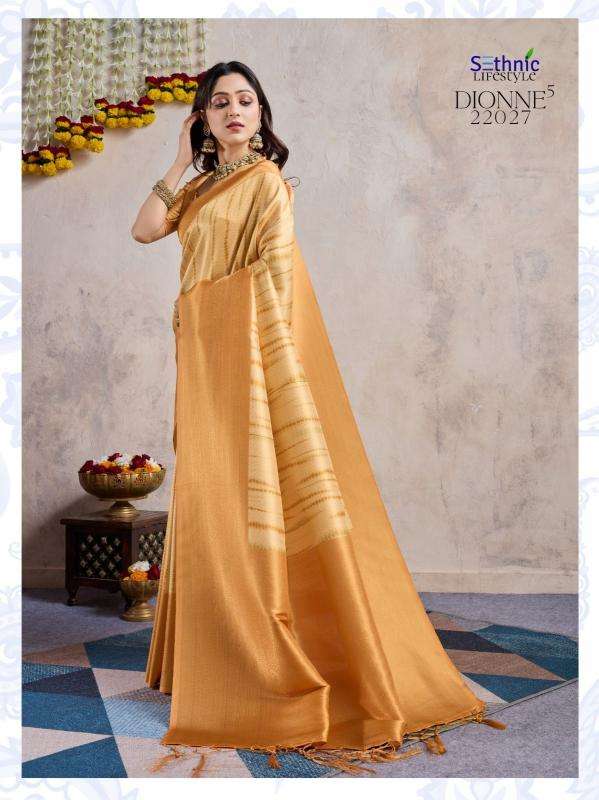 SETHNIC LIFESTYLE PRESENTS DIONNE VOL-5 BANARASI SILK 22024-22027 UNIFORM WEAR FANCY SAREES CATALOG WHOLESALER AND EXPORTER