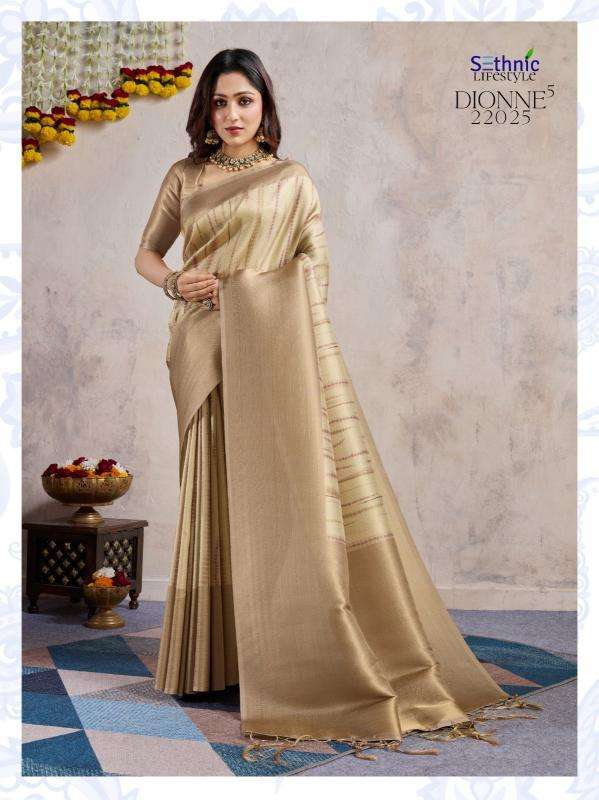SETHNIC LIFESTYLE PRESENTS DIONNE VOL-5 BANARASI SILK 22024-22027 UNIFORM WEAR FANCY SAREES CATALOG WHOLESALER AND EXPORTER