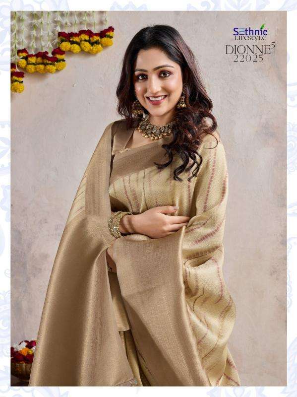 SETHNIC LIFESTYLE PRESENTS DIONNE VOL-5 BANARASI SILK 22024-22027 UNIFORM WEAR FANCY SAREES CATALOG WHOLESALER AND EXPORTER