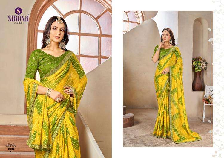 SIRONA FASHION PRESENTS SHRADDHA CHIFFON DAILY WEAR FANCY SAREE FOR WOMEN CATALOG WHOLESALER AND EXPORTER 