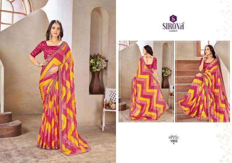 SIRONA FASHION PRESENTS SHRADDHA CHIFFON DAILY WEAR FANCY SAREE FOR WOMEN CATALOG WHOLESALER AND EXPORTER 