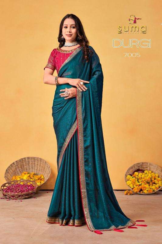 SUMA DESIGNER PRESENTS DURGI 7001-7009 BLACK RANGOLI ATTRACTIVE LOOK SAREES CATALOG WHOLESALER AND EXPORTER 