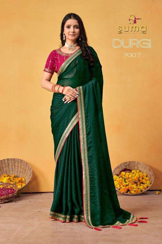 SUMA DESIGNER PRESENTS DURGI 7001-7009 BLACK RANGOLI ATTRACTIVE LOOK SAREES CATALOG WHOLESALER AND EXPORTER 