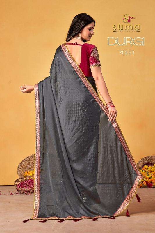 SUMA DESIGNER PRESENTS DURGI 7001-7009 BLACK RANGOLI ATTRACTIVE LOOK SAREES CATALOG WHOLESALER AND EXPORTER 