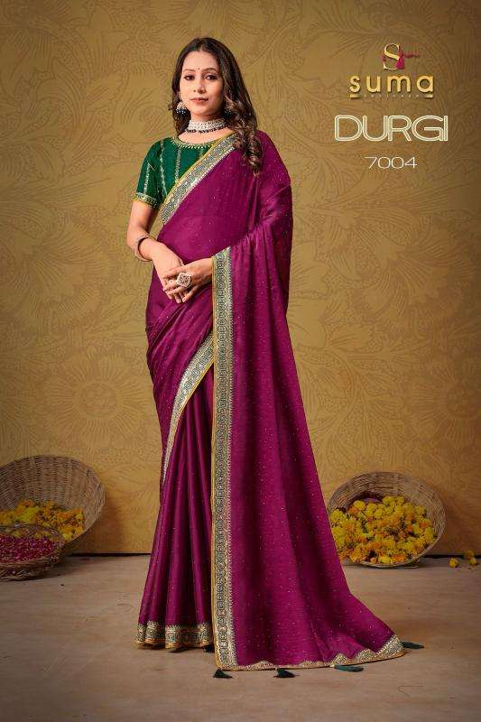 SUMA DESIGNER PRESENTS DURGI 7001-7009 BLACK RANGOLI ATTRACTIVE LOOK SAREES CATALOG WHOLESALER AND EXPORTER 