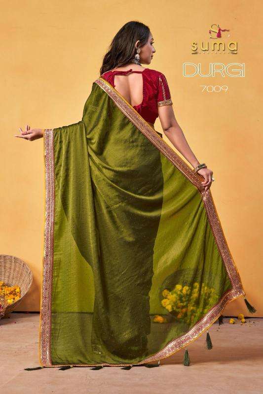 SUMA DESIGNER PRESENTS DURGI 7001-7009 BLACK RANGOLI ATTRACTIVE LOOK SAREES CATALOG WHOLESALER AND EXPORTER 