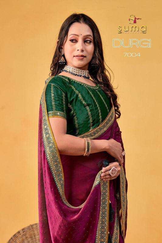 SUMA DESIGNER PRESENTS DURGI 7001-7009 BLACK RANGOLI ATTRACTIVE LOOK SAREES CATALOG WHOLESALER AND EXPORTER 