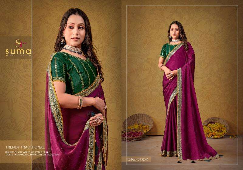 SUMA PRESENTS DURGI 7001-7009 RANGOLI FASHIONABLE DESIGN SAREES CATALOG WHOLESALER AND EXPORTER 