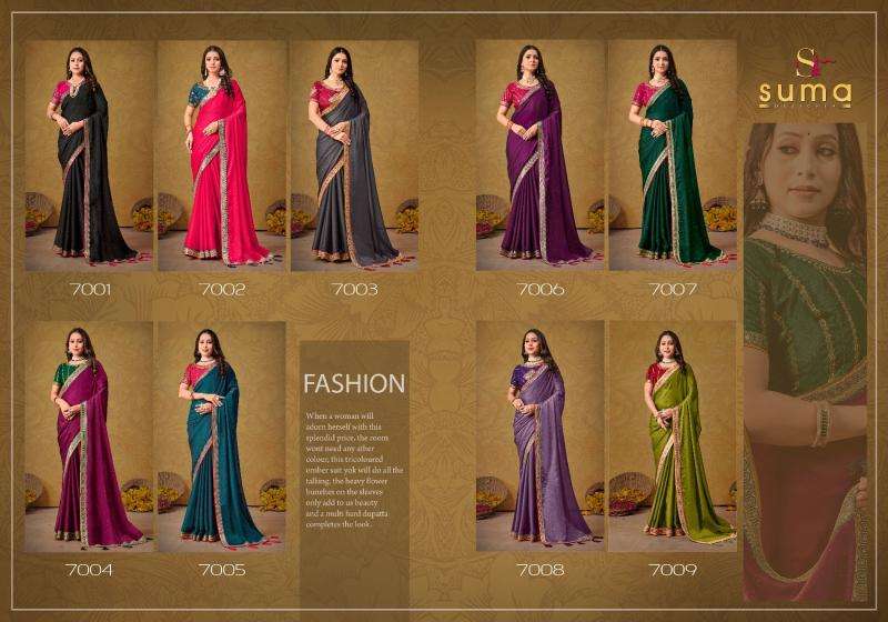 SUMA PRESENTS DURGI 7001-7009 RANGOLI FASHIONABLE DESIGN SAREES CATALOG WHOLESALER AND EXPORTER 
