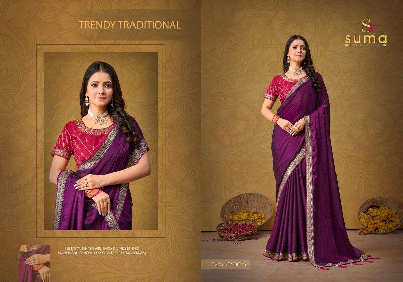 SUMA PRESENTS DURGI 7001-7009 RANGOLI FASHIONABLE DESIGN SAREES CATALOG WHOLESALER AND EXPORTER 