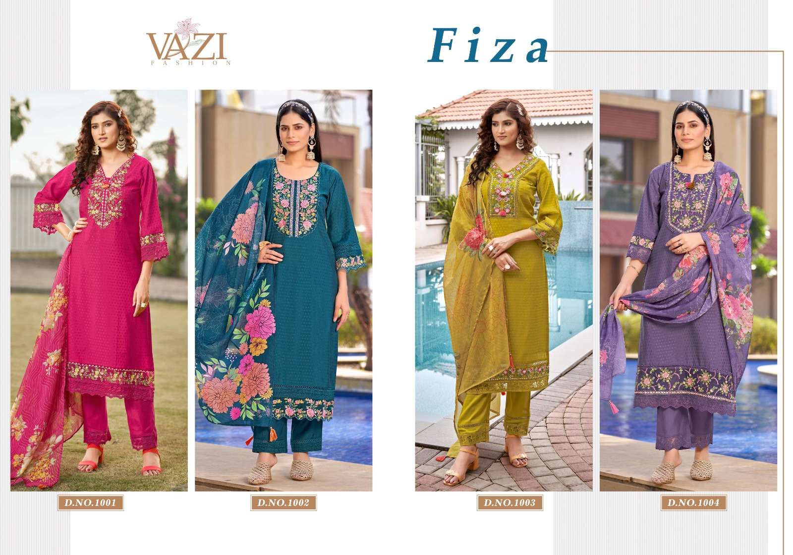 VAZI FASHION PRESENTS FIZA PURE VISCOSE DESIGNER KURTIS CATALOG WHOLESALER AND EXPORTER 