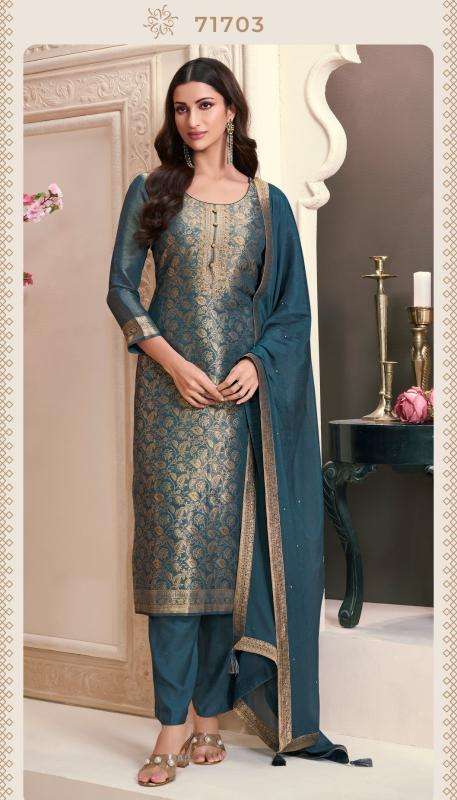 VINAY PRESENTS KULEESH STAR VOL-2 ELEGANCE STYLE SIMMER JACQUARD SHOP TRENDY DRESS MATERIAL CATALOG WHOLESALER AND EXPORTER 