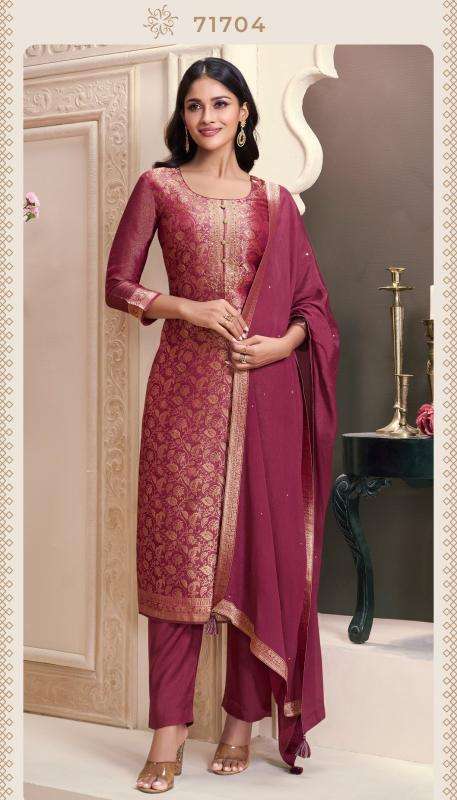 VINAY PRESENTS KULEESH STAR VOL-2 ELEGANCE STYLE SIMMER JACQUARD SHOP TRENDY DRESS MATERIAL CATALOG WHOLESALER AND EXPORTER 