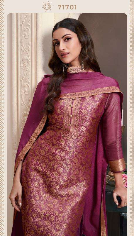 VINAY PRESENTS KULEESH STAR VOL-2 ELEGANCE STYLE SIMMER JACQUARD SHOP TRENDY DRESS MATERIAL CATALOG WHOLESALER AND EXPORTER 