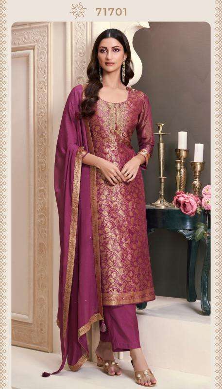 VINAY PRESENTS KULEESH STAR VOL-2 ELEGANCE STYLE SIMMER JACQUARD SHOP TRENDY DRESS MATERIAL CATALOG WHOLESALER AND EXPORTER 
