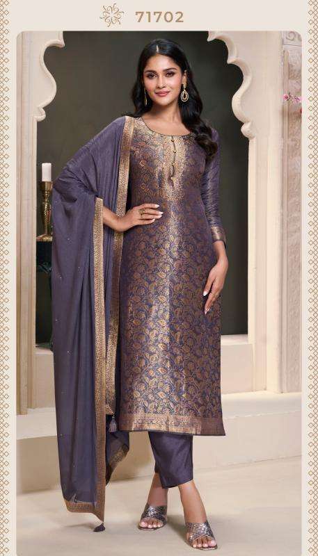 VINAY PRESENTS KULEESH STAR VOL-2 ELEGANCE STYLE SIMMER JACQUARD SHOP TRENDY DRESS MATERIAL CATALOG WHOLESALER AND EXPORTER 