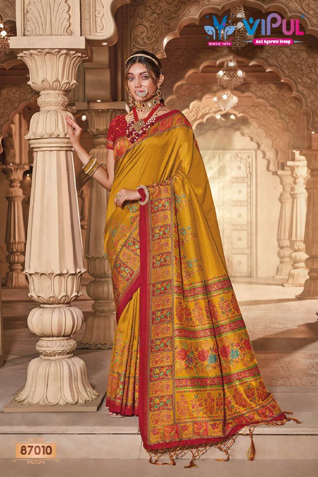 VIPUL FASHION PRESENTS IVORY SILK FESTIVE WEAR DESIGNER SAREES CATALOG WHOLESALER AND EXPORTER IN SURAT 