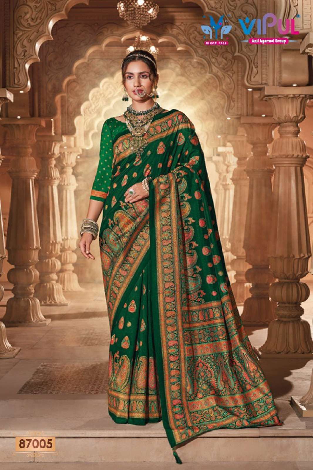 VIPUL FASHION PRESENTS IVORY SILK FESTIVE WEAR DESIGNER SAREES CATALOG WHOLESALER AND EXPORTER IN SURAT 