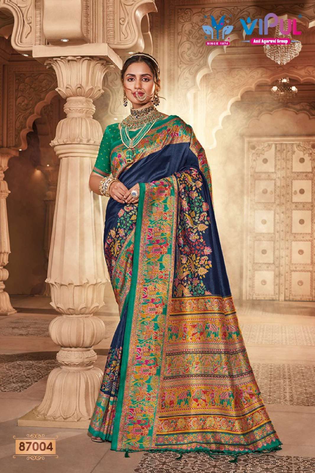 VIPUL FASHION PRESENTS IVORY SILK FESTIVE WEAR DESIGNER SAREES CATALOG WHOLESALER AND EXPORTER IN SURAT 