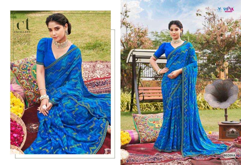 VIPUL PRESENTS SAJEELI VOL-1 GEORGETTE UNIQUE COLOURS NEW SAREES CATALOG WHOLESALER AND EXPORTER 