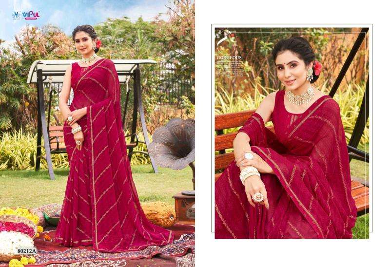 VIPUL PRESENTS SAJEELI VOL-1 GEORGETTE UNIQUE COLOURS NEW SAREES CATALOG WHOLESALER AND EXPORTER 