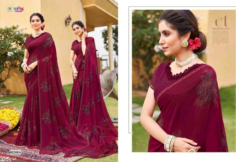 VIPUL PRESENTS SAJEELI VOL-1 GEORGETTE UNIQUE COLOURS NEW SAREES CATALOG WHOLESALER AND EXPORTER 