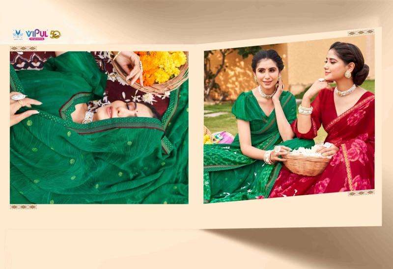VIPUL PRESENTS SAJEELI VOL-1 GEORGETTE UNIQUE COLOURS NEW SAREES CATALOG WHOLESALER AND EXPORTER 